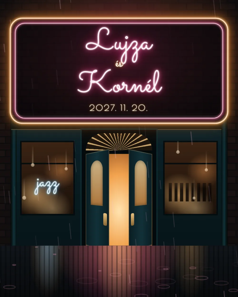 Jazzklub digitális esküvői meghívó